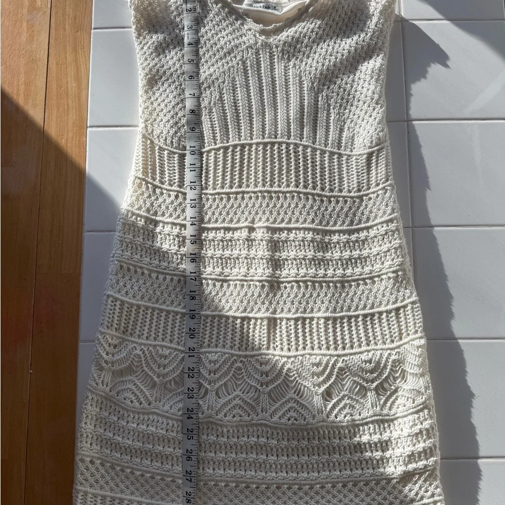 Abercrombie & Fitch Cream Crochet Knit Dress Boho Midi Size M (Tall) Fairy - Picture 14 of 15